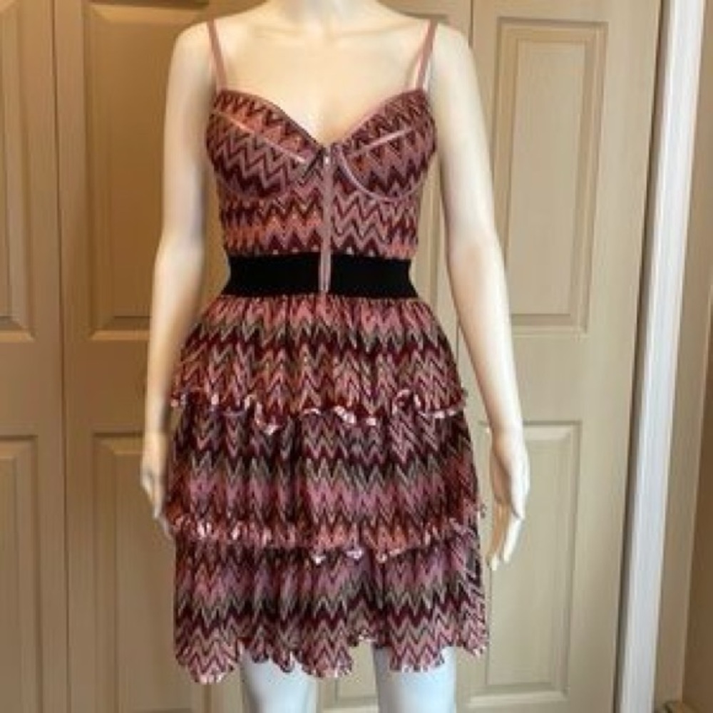 Rachael & Chloe Pink Chevron Tiered Dress